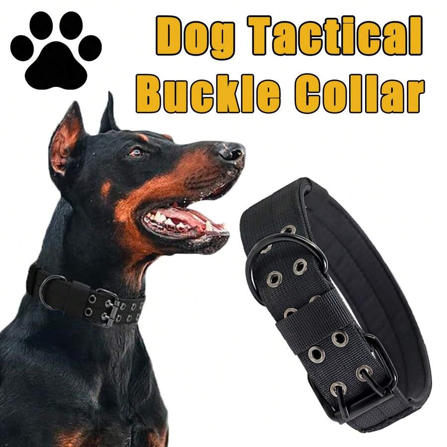 Collar táctico para perro, collar de entrenamiento militar ajustable de alta resistencia con hebilla de metal y nylon suave, adecuado para perros medianos y grandes