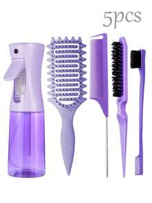 2/4/5/6/11/12pcs Unisex Hair Styling Brush Set (New Upgraded Curling Comb, 9-Row Nylon Cushion Styling Brush, Volumizing Brush, Tail Comb, Edge Brush, Spray Bottle, 4pcs Duck Clip, Flower Hair Clip, Hair Styling Brush Set), Curling Brush - Multicolor - View 7