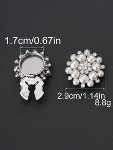 1/3pcs 18/26/29mm Women's Elegant Rhinestone Faux Pearl Button Covers, Crystal Button Covers, Removable Clip-On Button Covers, Crystal Glamorous Buttons For Clothing, With Pliers Press Button, Lead Color - Multicolor - View 15