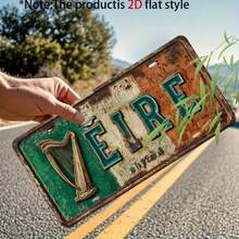 2D Flat Vintage Irish Metal Wall Decor | Rustic Green And "VEIRE" Sign, Perfect For Home, Porch, Patio, Garden, Garage, Cafe, Office - Perfect Gift, Decorative Metal Plaque, Metal Wall Art Decor, Great For Room Decoration - A - View 3