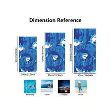 1pc Shark Pattern Beach Towel, Quick-Dry Lightweight Large Size, Travel Swimming Pool Use, Sand-Proof Ocean Theme Adult Beach Essential Accessory, Microfiber - Multicolor - View 4