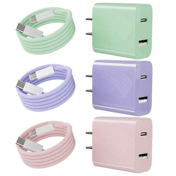 20W Dual Port Fast Charger (Type-C Fast Charging Kit Included) – Compatible With A Variety Of Type-C Interface Smartphones And Many Other Devices.