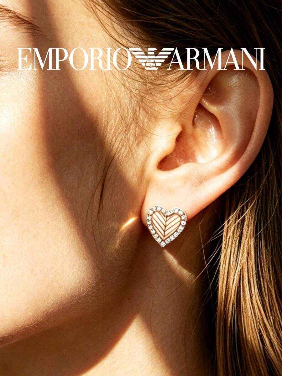 Pendientes de botón Armani EG3627221 con circonita exquisita, chapados en oro rosa, elegantes y lujosos, joyería de moda para mujer, elección ideal - Blanco - Ver 1