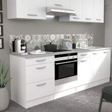 Miroytengo Módulo Inferior Cocina Mueble Bajo EKO Blanco Mate 3 cajones Cocina moderno bisagras metálicas ocultas Melamina Encimera incluida 86x60x60 cm Diseño atractivo Kit montaje instrucciones tornillería De 2 a 3 días de envio - Blanco - Ver 7