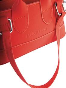Rollcall Fashionable Solid Color PU Drawstring Mini Handbag, Metallic Color Crossbody Shell Bag For Women - Orange - View 6