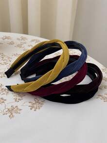 topshiny 1/5pcs Sweet Elegant Twisted Cross Velvet Headband For Women, New Vintage Premium Versatile Headband For Outings Hairband - Multicolor - View 7