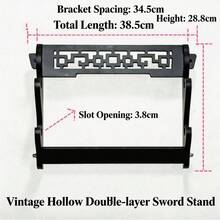 Multi-Layer Wall Mounted Katana Knife Shelf Support Wooden Samurai Sabre Real Size Japanese Katana Storage Rack Organizer Damascus Sword Stand Holder Display Home Decoration Accessories - Black - View 11