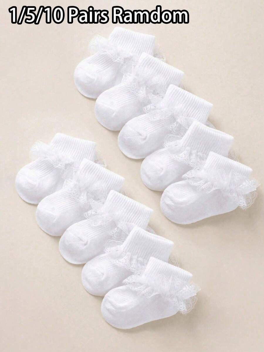 10/5/1 双装女婴蕾丝边舞蹈袜，采用独特的宽松蕾丝边设计，不束缚双脚，适合 0-36 个月的女婴参加派对和作为礼物穿着。这些可爱的袜子采用舒适透气的面料制成，柔软舒适，可搭配各种服装和裙子，是完美的 情人节礼物。 - 彩色 - 查看 1
