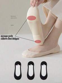 Women's Solid Color Invisible Boat Socks For Daily Wear, Suitable For High Heels - Multicolor - View 13