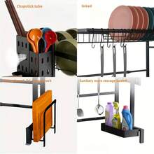 LEO IRIS 1-Tier Countertop Dish Rack And Drain Rack, Adjustable Kitchen Sink Shelf, Dish Holder, Drain Rack, Black Kitchen Storage Rack - View 4
