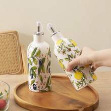 1/2pcs 14.5oz Rustic Ceramic Olive Oil Dispenser Bottle, Kitchen Olive Oil Container With Stainless Steel Spout, Ceramic Oil Bottle With Handle, Anti-Drip Cooking Oil Bottle - View 8