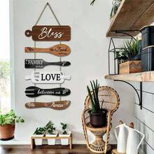 5Pcs Kitchen Wall Decor, Bless The Food Cookware Shaped Hanging Signs For Farmhouse Kitchen Rustic Wooden Plaques For Country Dinning Room - 1PC - 查看 8