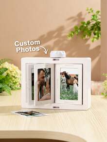 Marco de fotos de escritorio personalizado con foto, pantalla de desplazamiento, decoración de fotos, adorno de escritorio con imagen personalizada, adecuado para el hogar y la oficina, caja de recuerdos de fotos giratoria, regalo de aniversario, Día de San Valentín, cumpleaños, graduación, soporte decorativo para exhibición de fotos - Multicolor - Ver 5