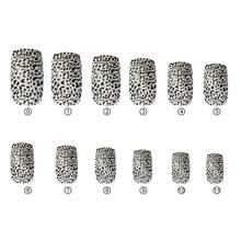 Finger Queen Short Square False Nails Animal Print Black And White 24pcs Card - Estampado animal negro blanco - Ver 6