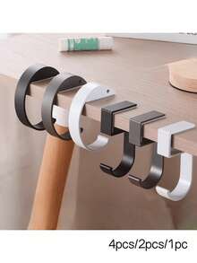 4/2/1pc Aluminum Alloy Movable Hook Set, Portable Clip-On Desk Hook, No Nails Installation, Ideal For Desk, Women's Handbags, Backpacks, Cup Holders, Clothes, Kitchen Utensils, Headphones, Etc., Practical Item For School, Home And Office, Thanksgiving Christmas New Year Gift, Storage Set - Multicolor - View 12