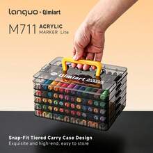languo 壓克力丙烯顏料筆套裝，尼龍刷頭繪圖筆，高顯色度與高遮蓋力，適用於繪圖、著色、石頭彩繪及木材、玻璃、陶瓷、石頭、金屬與畫布的DIY手工藝，返校季 - 馬克筆套裝 - 查看 3