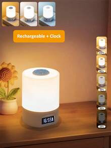 1pc Touch Sensor LED Night Light, Clock Shaped, USB Rechargeable Bedside Lamp, Dimmable, Multi-Color Mode, Portable Night Light, Suitable For Bedroom, Living Room, Camping - Eye Caring - View 12