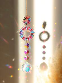 1pc Colorful Rhinestone Sun & Star Crystal Prism Suncatcher, Rainbow Maker Window Hanging Decor, Suitable For Outdoor, Garden, Home, Bedroom, Wall, Balcony And Room Decoration, Exquisite Gift For Birthday, Graduation, Mother's Day, Valentine's Day And Christmas - Multiple Styles - View 8