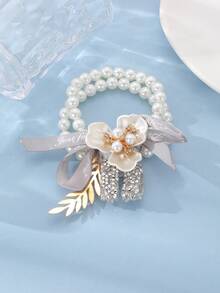 1pc/5pcs Elegant Vintage Style Ribbon Rhinestone Wrist Corsage, Bridesmaid Wedding Dress Accessory - Multicolor - View 7