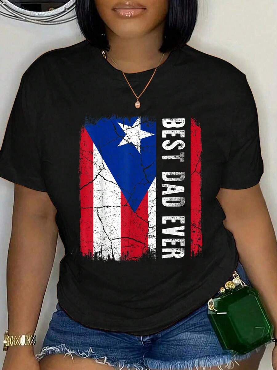 100% Cotton Puerto Rico Culture Roots Amapola Boricua Flag T-Shirt Women's Men's Oversized Comfort Soft Crew Neck Tee Tops - 黑色12 - 查看 1