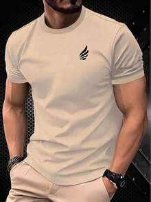 Men's Short-Sleeved T-Shirt With A Round Neck And A Simple Design - Apricot - View 1