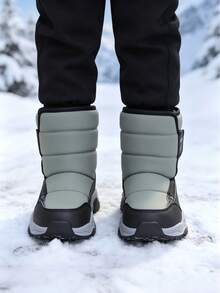 Children's Winter High-Top Hook & Loop Thermal Lined Warm Boots, Outdoor Non-Slip Snow Boots - Army Green - View 5