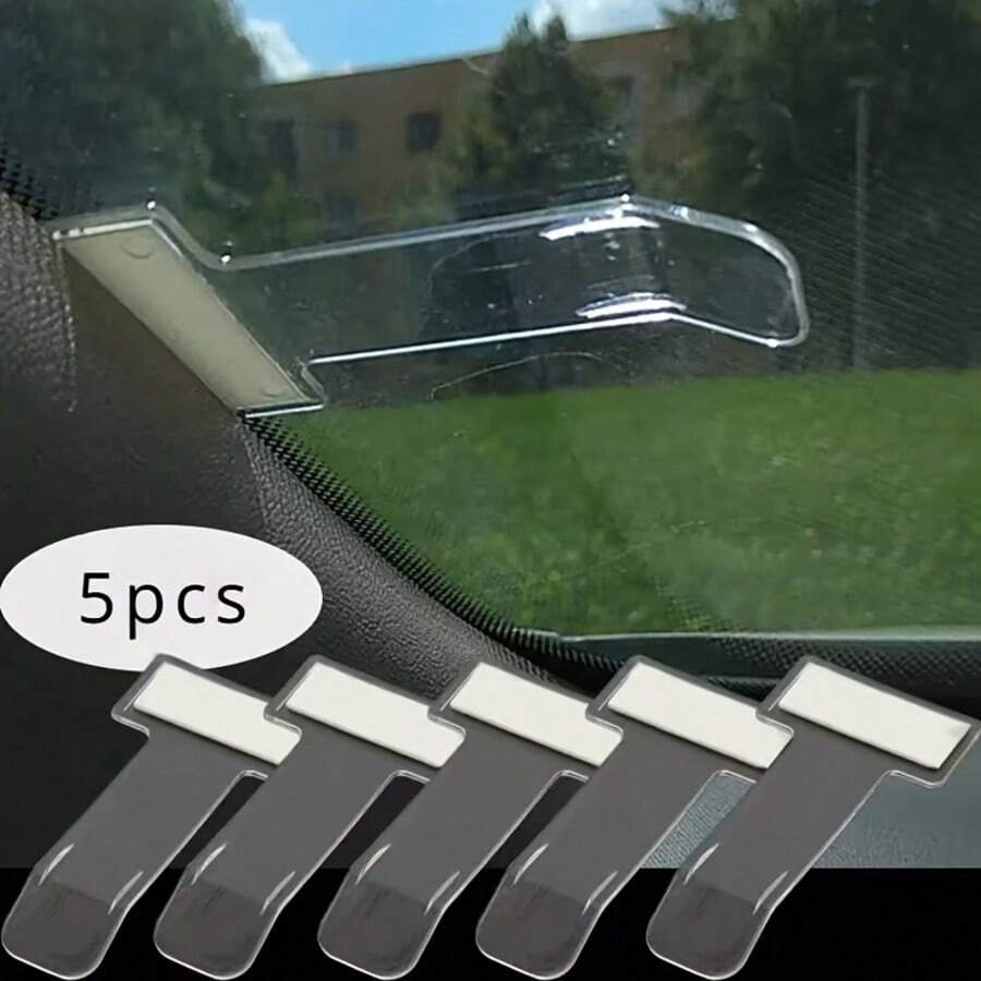 5pcs Car Card Holder - Suitable For Cars, Trucks, RVs | Durable Parking Permit And Ticket Storage Box, Easy Access Design, Very Practical Fixture, Solves Parking Permit Display Problem - Transparent - View 1