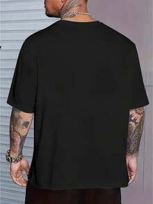 Camiseta de Moda para Hombre de Manga Corta "PAPASAURUS T-Rex Dad" con Estampado Divertido para Padres e Hijos, Diseño Moderno y Genial, Camiseta Cómoda y Amigable con la Piel - Negro - Ver 2