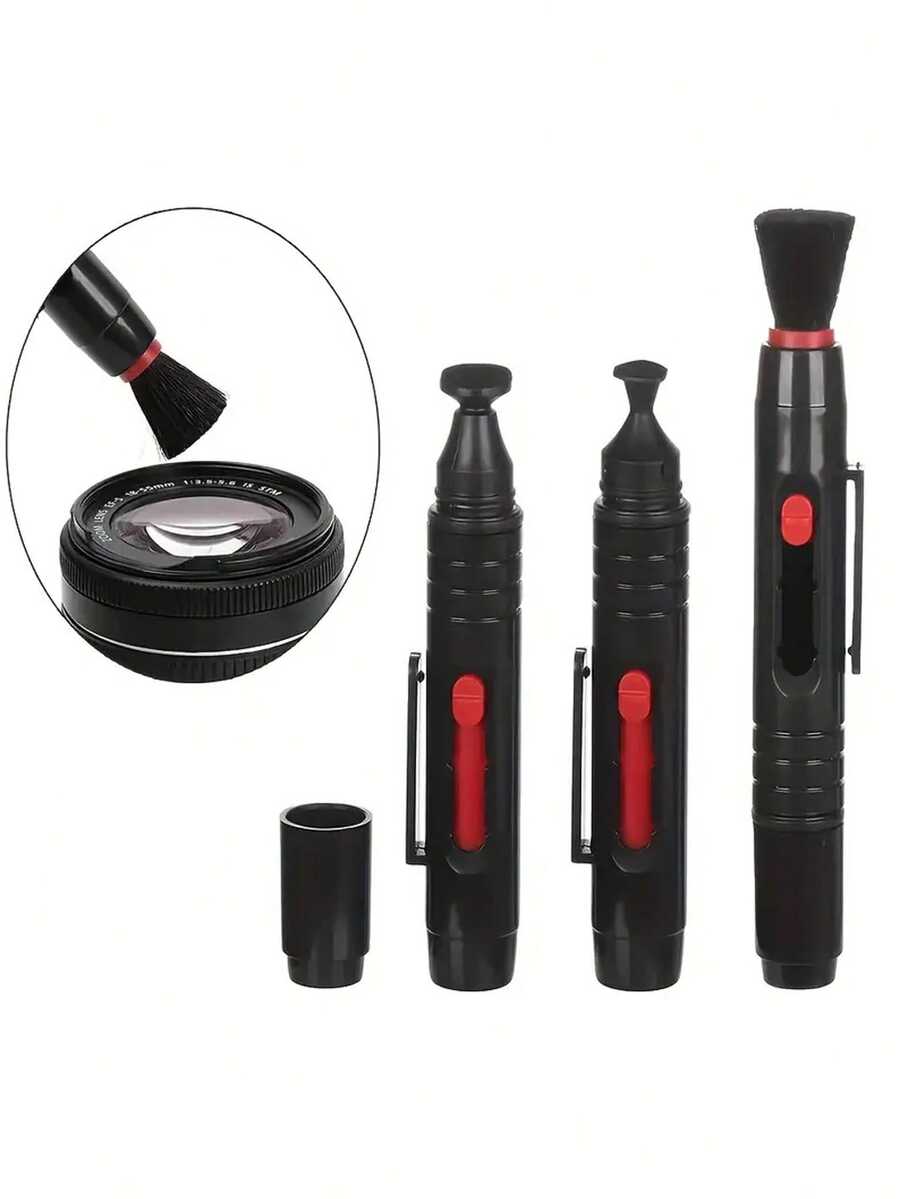 [ABS Material Camera Cleaning Pen] 2-In-1 Camera Lens Cleaning Pen, ABS Material, Black