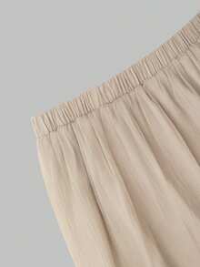 High-Waist A-Line Fluid Drape Skirt, Suitable For Office Commute, Lightweight And Breathable - Khaki - View 6
