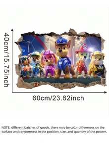 Paw Patrol 1件裝汪汪隊主題牆貼，包含多款小狗造型牆貼，自黏式設計 - 卡通 - 查看 12