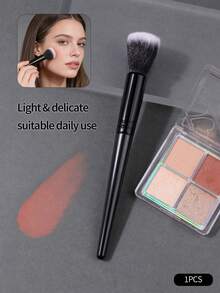 Blush Brush - Fluffy Synthetic Fibers, Even Coverage, Natural Blush Application - Black - View 3