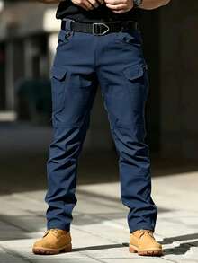 Waterproof Tactical Trousers With 10 Pockets, Deep Double Pockets And Small Front Pockets - Blue - View 4