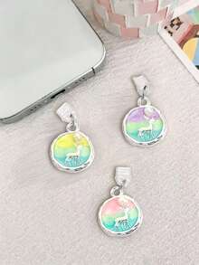 Deer Pearl Style Phone Dust Plug, Oil Painting Ins Decor Charging Port Accessory, Anti-Lost Pendant Compatible With All Phone Models - Multicolor - View 5