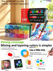 GuangNa Classic 24 Colors - 408 Colors Acrylic Paint Markers, Straight Liquid Soft Tip Markers, Multiple Mixing Color Sets, First Day Of School - Multicolor - View 9