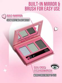 Misslyn 1件 EYE Want It 3色眼影套組，附鏡子與刷具，啞光亮片閃粉高顯色，質地柔軟易暈染，Y2K派對海灘旅行妝容，新年禮物，情人節禮物 - 56 LEAF ME ALONE - 查看 7