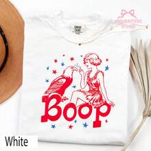 Camiseta Retro America Girl , Camiseta del 4 de Julio, Camiseta Patriótica Vintage para Mujer, Atuendo del 4 de Julio para Mujer - Blanco - Ver 2