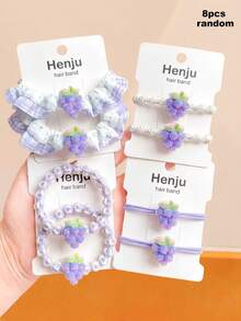 8/4pcs Purple Grape Hair Scrunchies, High Elasticity No Damage To Hair, Sweet And Cute Hair Accessories - Suitable For Women And Girls, Daily School And Date - Multicolor - View 12
