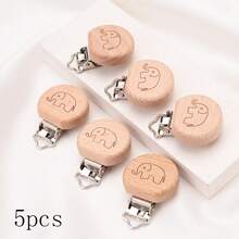 5pcs Natural Wood Color Fixed Clips, Cartoon Beech Wood Clips, DIY Anti-Lost Chain Towel Hook Making Fixed Clips - Camel - View 10