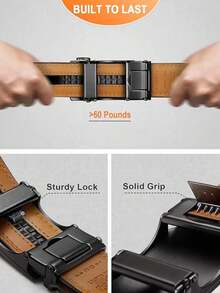 Men Belt Leather Ratchet Belt - Customizable Fit, Effortless Style (35mm) - Black - View 3