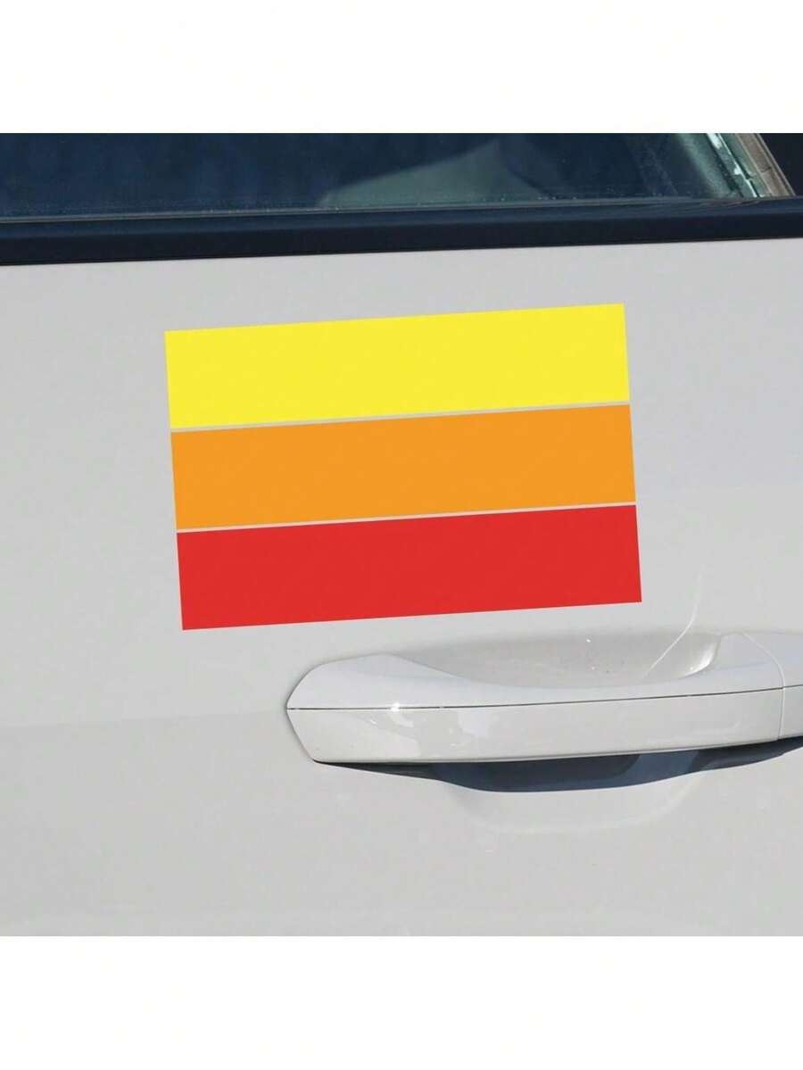 10 Inch Classic Retro Tri-Color Stripe Decal Sticker, Waterproof Self-Adhesive Car Stripe Sticker Grille Fenders Hood Bumper (Easy Removal, No Residue) Exterior Accessories (Red) - 不含點膠 - 查看 1