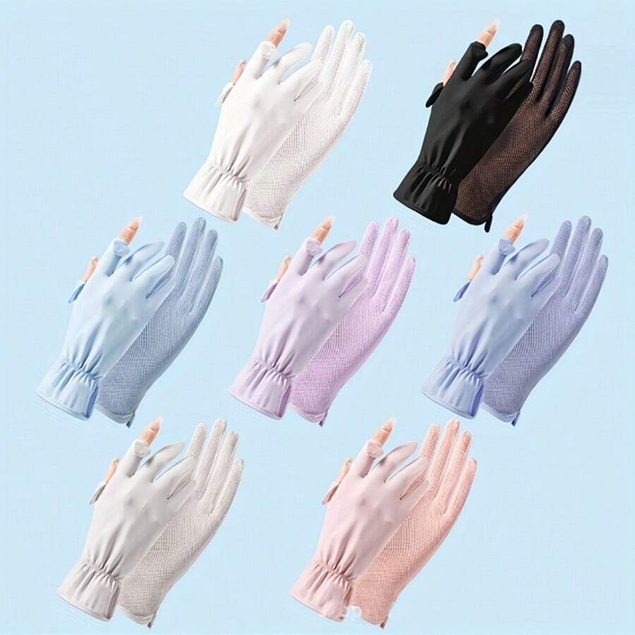 A Ladies' Breathable, Thin, Loose-Fitting, Fingerless Summer Glove With Mesh Palm For Casual Walking - Style 1 - View 1