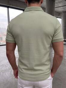 GRDR 男士夏季 Polo 领半拉链短袖 T 恤，适合户外、度假和休闲穿着 - 薄荷綠 - 查看 12