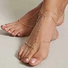 1pc Exotic Vintage Sexy Multi-Layer Tassel Women's Metal Chain Ankle Chain Foot Chain Toe Chain - 1 Mitten Anklet - View 13