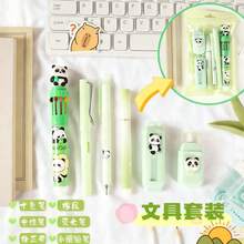 1 Set High-Quality Stationery Set, Practical Student Learning Supplies, Suitable For Educational Institutions, Classrooms, Gifts, Functional And Stylish Set, Meets Various Needs! Perfect For Work And Creative Activities Multi-Functional Stationery Set - Four Colors Available To Brighten Up Office Time, Includes Push-Pull Eraser, Highlighter, Ballpoint Pen And Other Tools, Ideal Stationery Combination For Creative People - Sets - View 9