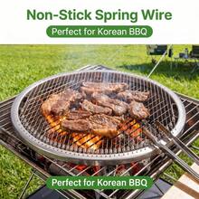 Rejilla de parrilla de alambre de resorte estilo coreano de acero inoxidable 304, antiadherente, resistente al calor, fácil de limpiar, malla de barbacoa para camping al aire libre y cocina a la parrilla - acero inoxidable 304 - Ver 2