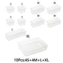 10/7/6/5/1 pieza Caja Organizadora de Cajones, Caja de Almacenamiento de Accesorios para el Cabello, Caja de Almacenamiento de Joyas y Cosméticos, Material de Plástico PET Transparente, Caja Multifuncional de Clasificación de Artículos Varios, Caja de Almacenamiento de Herramientas, Caja de Almacenamiento para Peines, Espejos - transparente - Ver 18