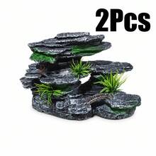 叠石摆件 - 水族箱景观装饰，仿英式叠石设计，搭配仿真水生植物，可为鱼虾提供躲藏洞穴，中式禅意水族箱核心配件 - A - 查看 10