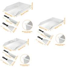 Plancha universal de acero inoxidable para barbacoa con recolector de grasa, plancha plana para parrillas de gas y carbón, accesorios para parrilla con 2 raspadores. - Sin asa - 30 * 45 * 4 cm - Ver 2