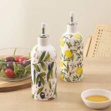 1/2pcs 14.5oz Rustic Ceramic Olive Oil Dispenser Bottle, Kitchen Olive Oil Container With Stainless Steel Spout, Ceramic Oil Bottle With Handle, Anti-Drip Cooking Oil Bottle - View 11